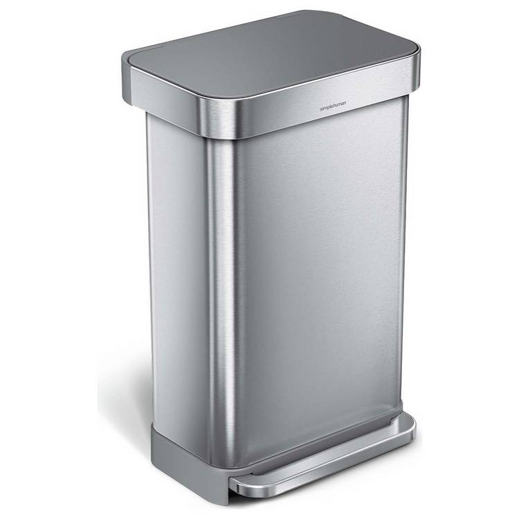 Simplehuman 45 Litre Rectangular Pedal Bin - Brushed Steel 0