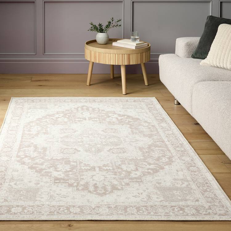 Habitat Vintage Effect Neutral Flatweave Rug - 170x120cm 0