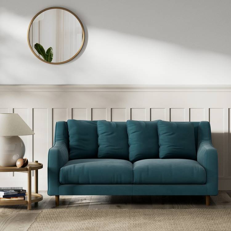 Habitat Swift Fabric 2 Seater  Sofa - Teal - Dark Leg 0