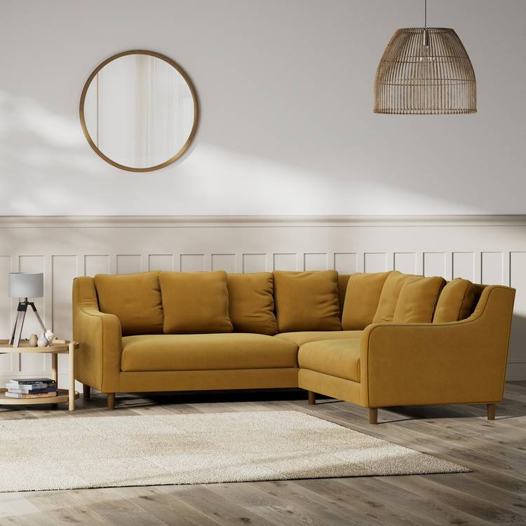 Habitat Swift Reversible Corner Sofa - Gold - Dark Leg 0