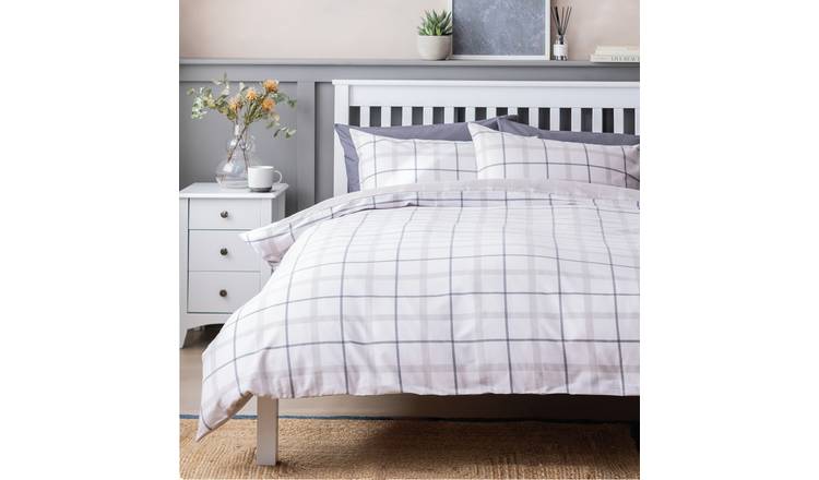 Habitat Brushed Cotton Modern Check Bedding Set - Double