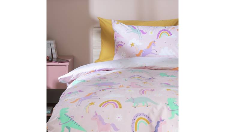 Buy Habitat Unicorn and Dino Print Pink Kids Bedding Set Toddler Kids bedding Habitat