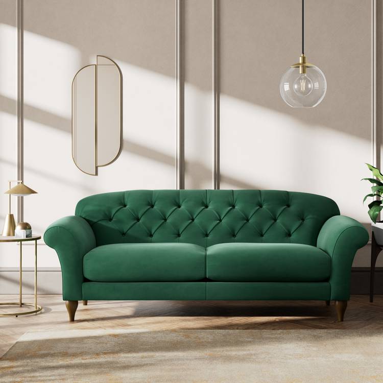 Habitat Brooker Fabric 4 Seater Sofa - Green - Dark Leg 0