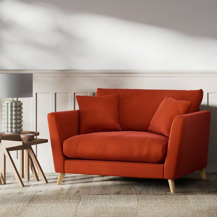 Habitat Lomond Velvet Cuddle Chair - Orange - Ash Leg 0