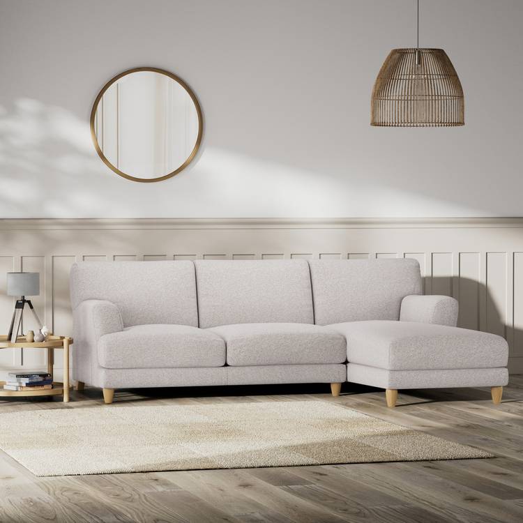 Habitat Askem Fabric Right Hand Corner Sofa -Natural-Ash Leg 0