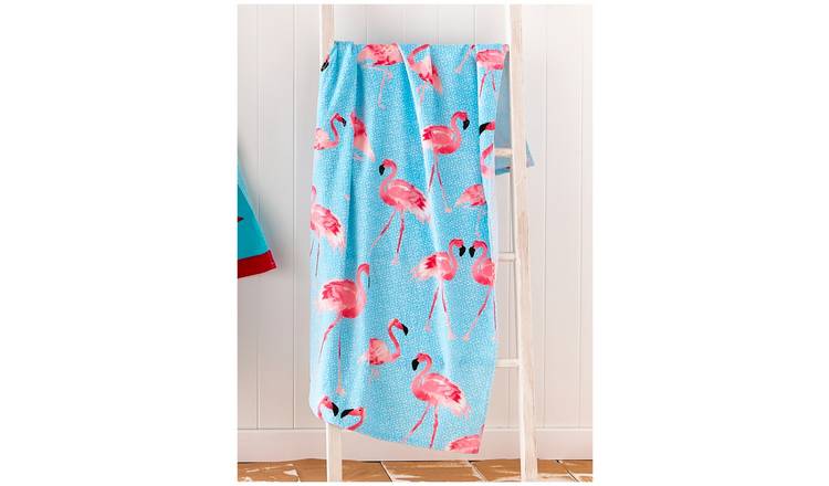 Catherine Lansfield Flamingo Beach Towel - Blue