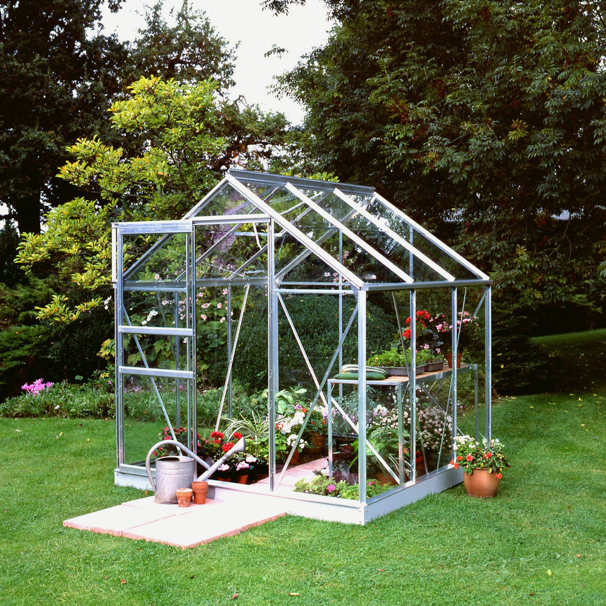Halls Popular Glass 6 x 6ft Greenhouse with Base