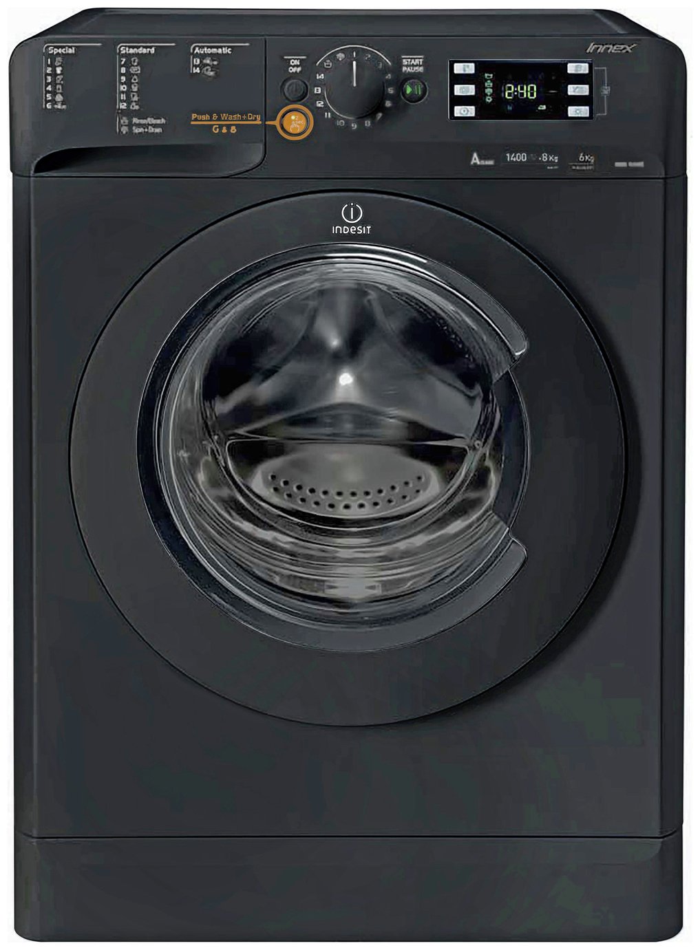 Indesit XWDE751480XK 7KG/5KG 1400 Spin Washer Dryer - Black