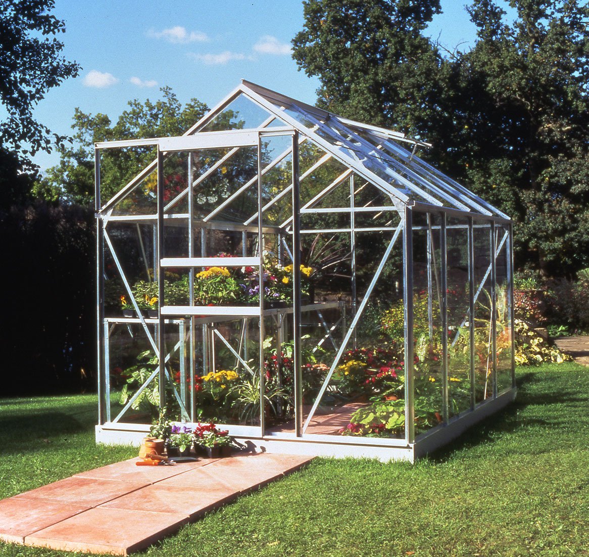Halls Popular Glass 8 x 6ft Greenhouse with Base