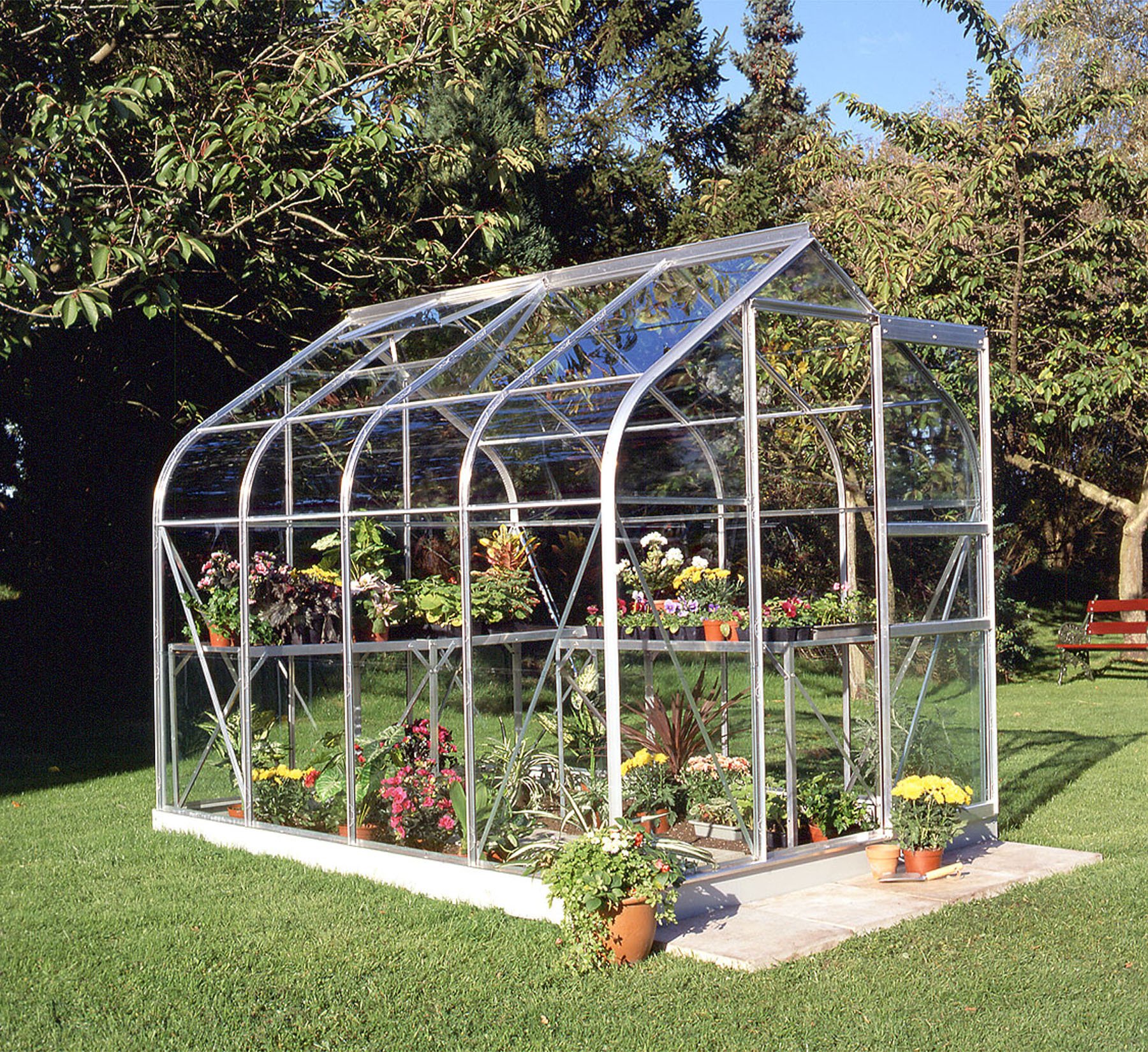 Halls Supreme Toughened Glass 8 x 6ft Greenhouse with Base