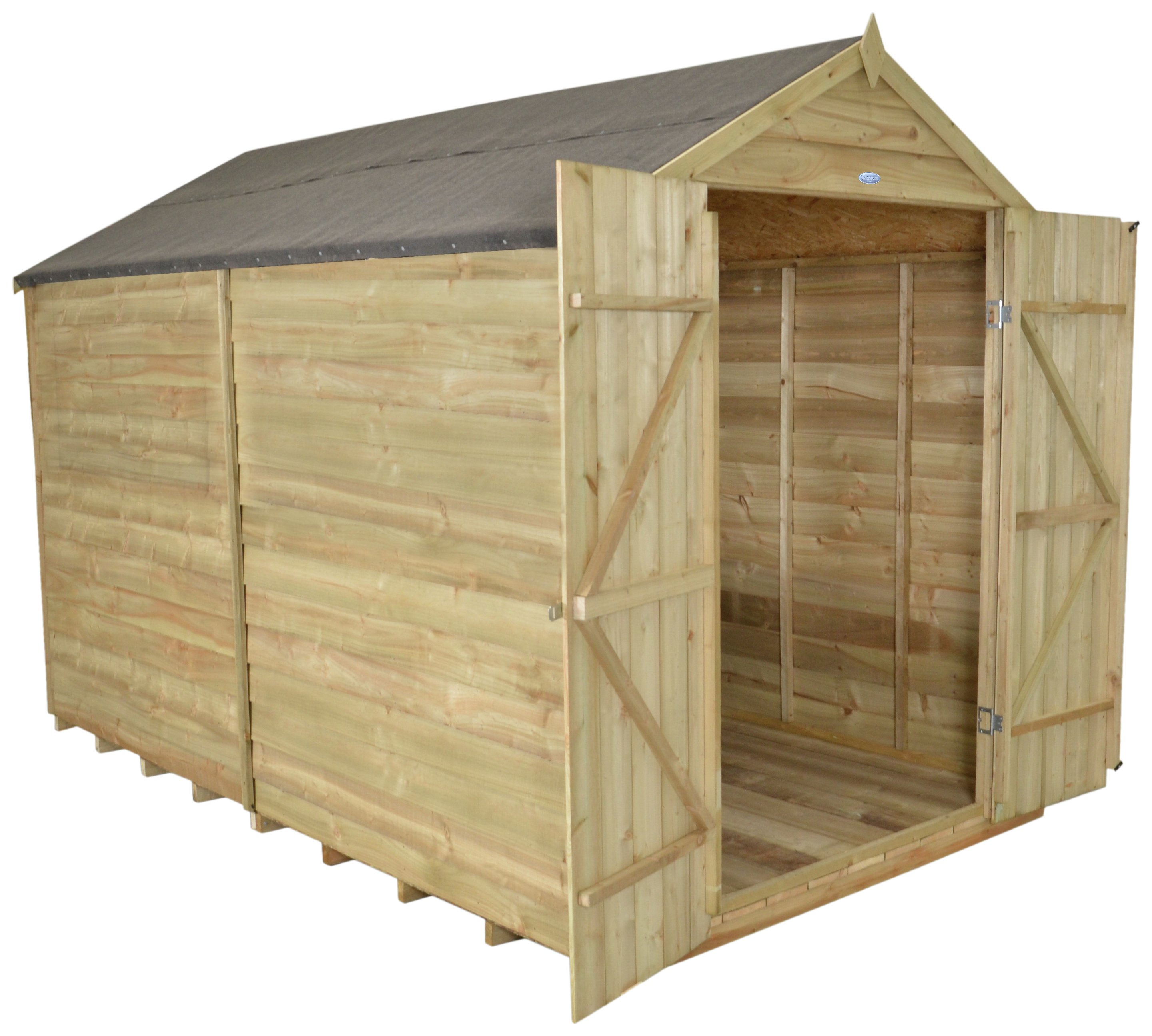 Forest 10 x 8ft Overlap Wooden Apex Shed - Double Door