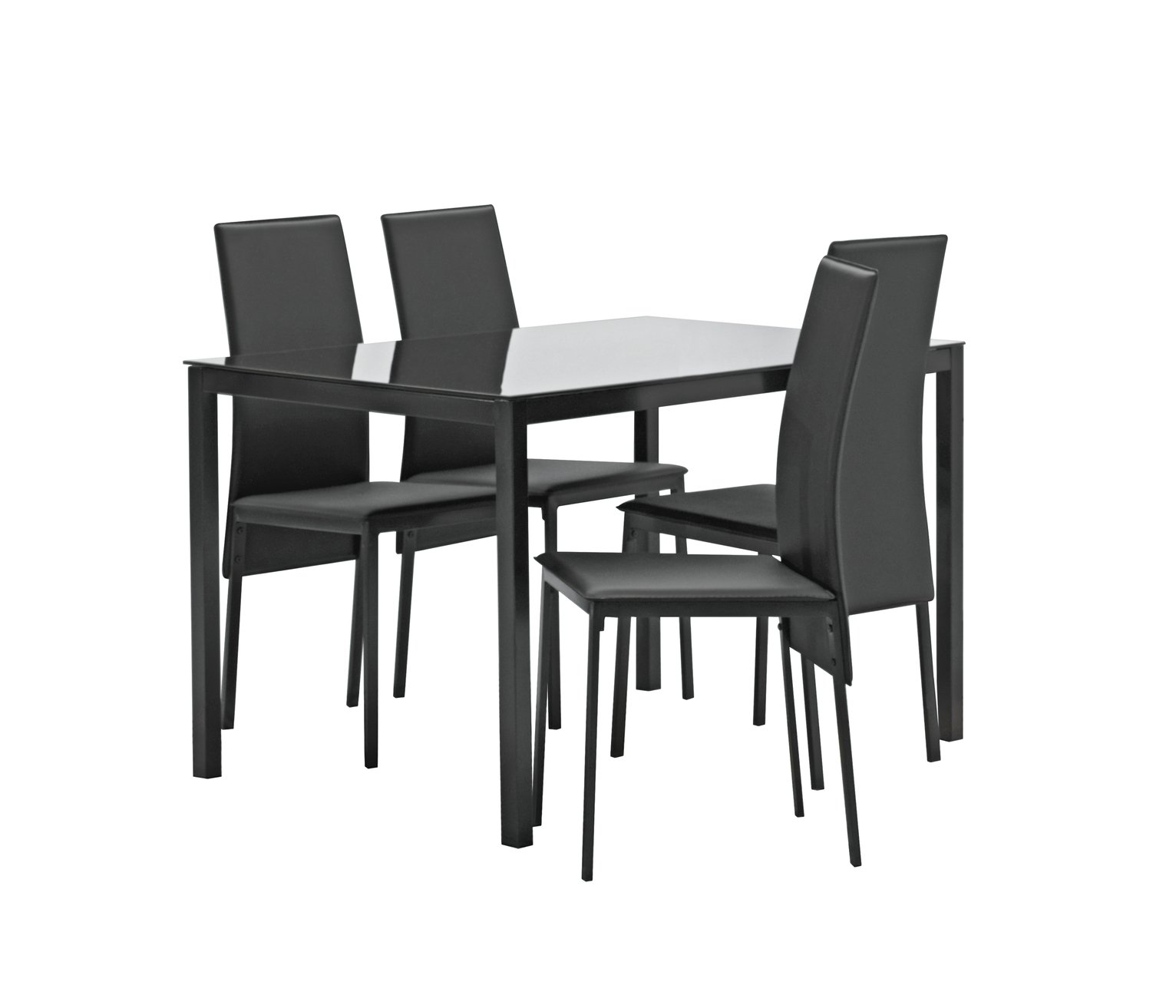 Argos Home Lido Glass Dining Table & 4 Black Chairs