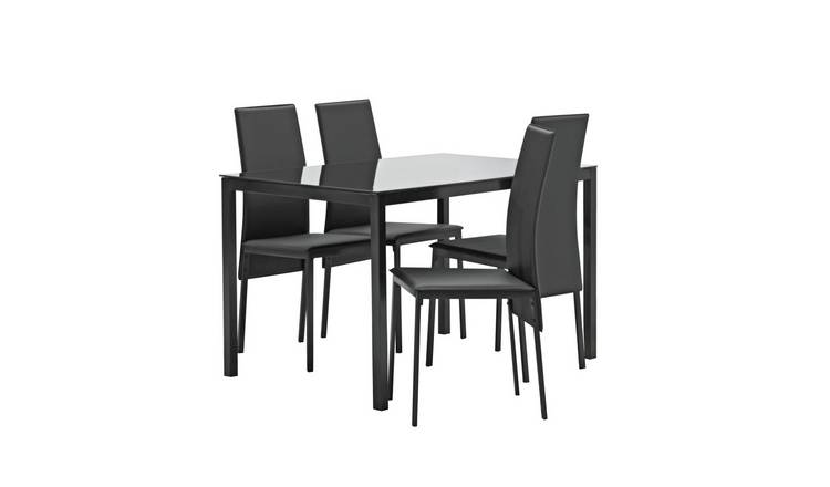 Argos Home Lido Glass Dining Table & 4 Black Chairs