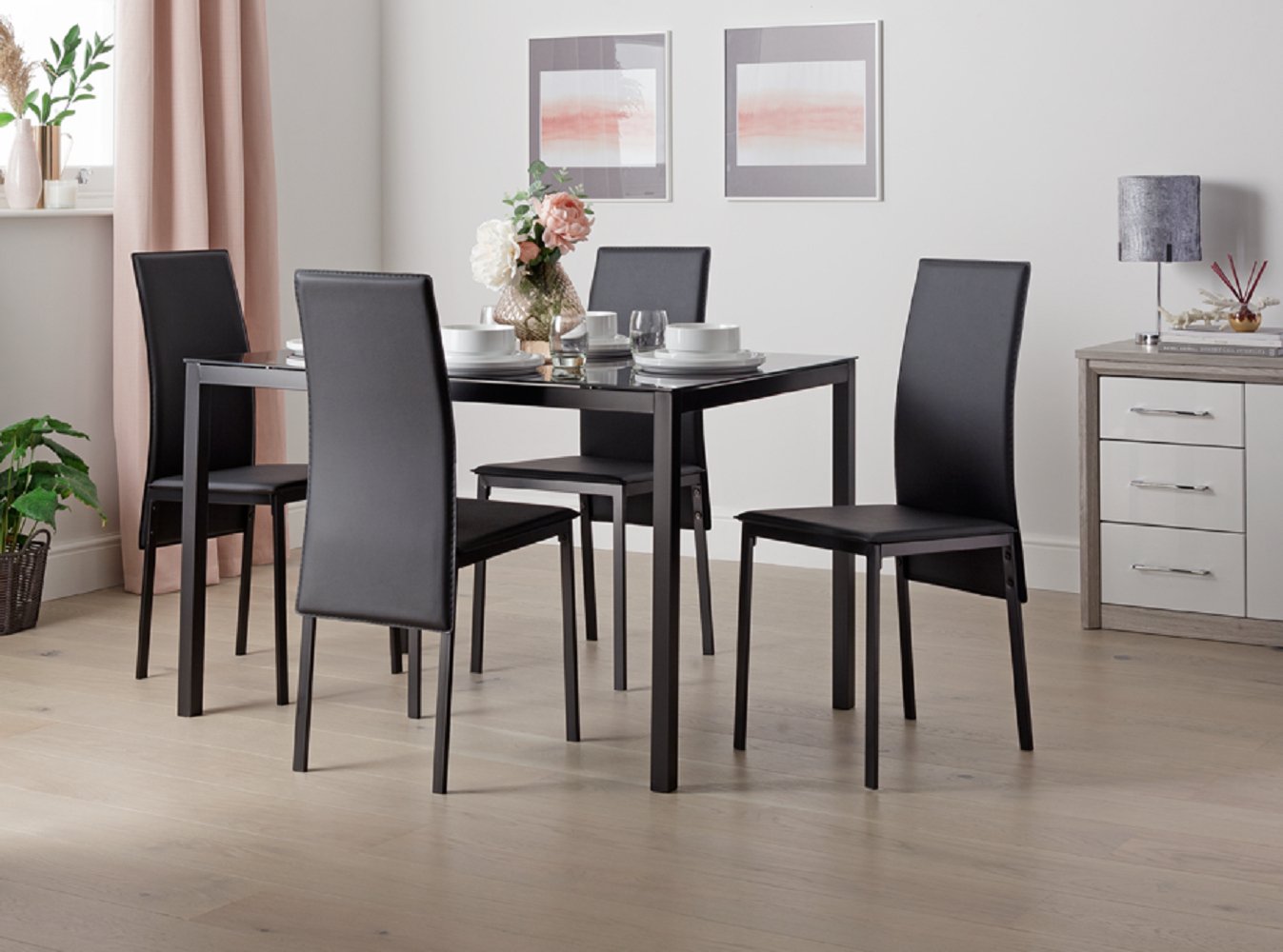 Buy Argos Home Lido Glass Dining Table & 4 Chairs - Black | Dining sets