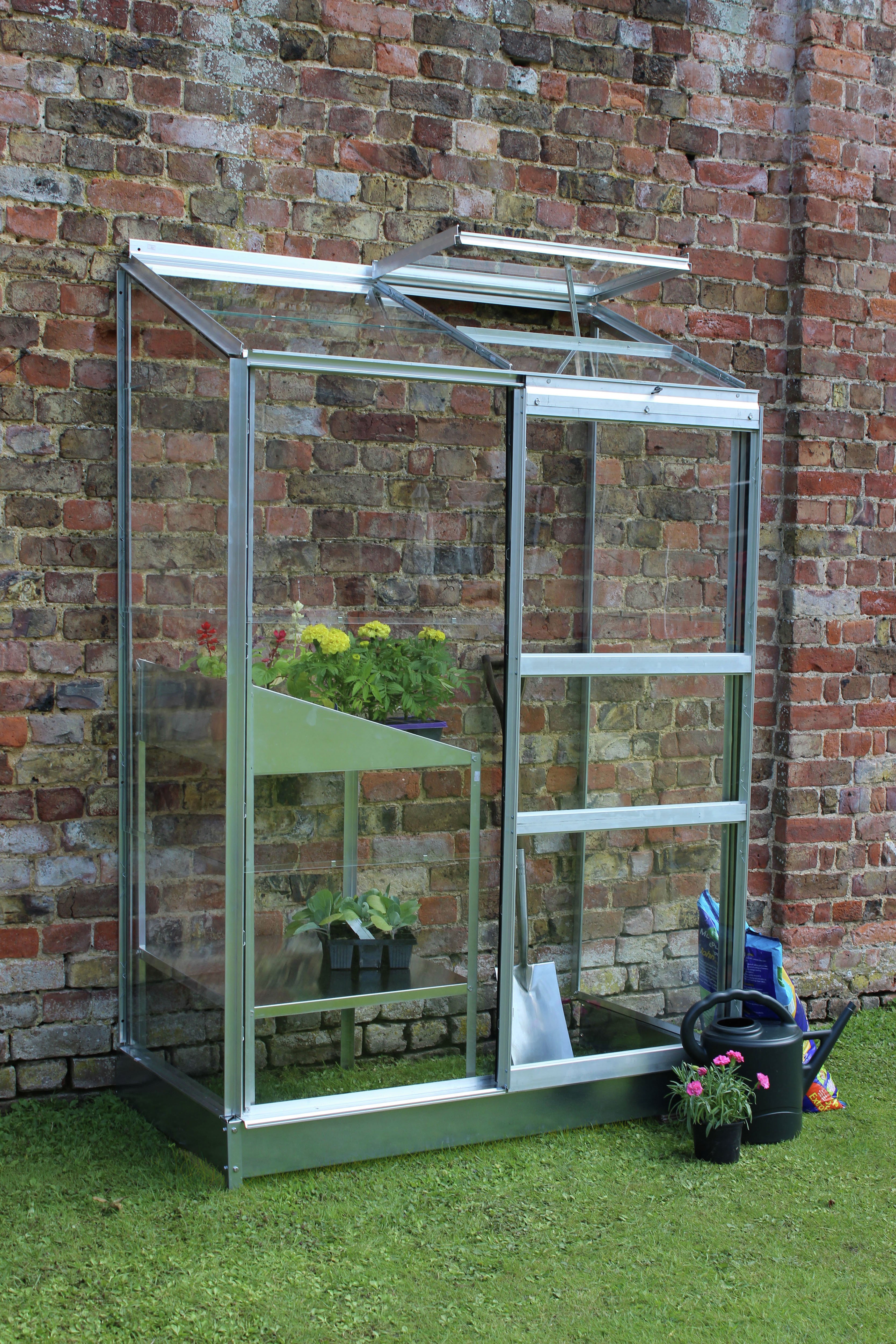 Halls Aluminium Wall Garden Greenhouse with Base