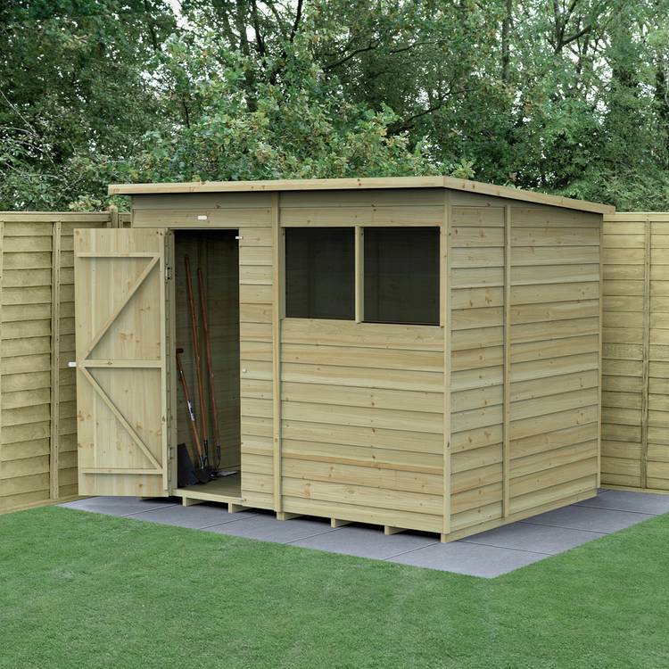 Forest 4Life Wooden Overlap Pent Garden Shed - 8 x 6ft 0