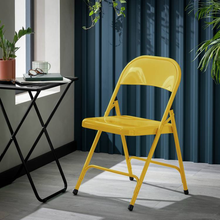 Habitat Macadam Metal Folding Chair - Yellow 0