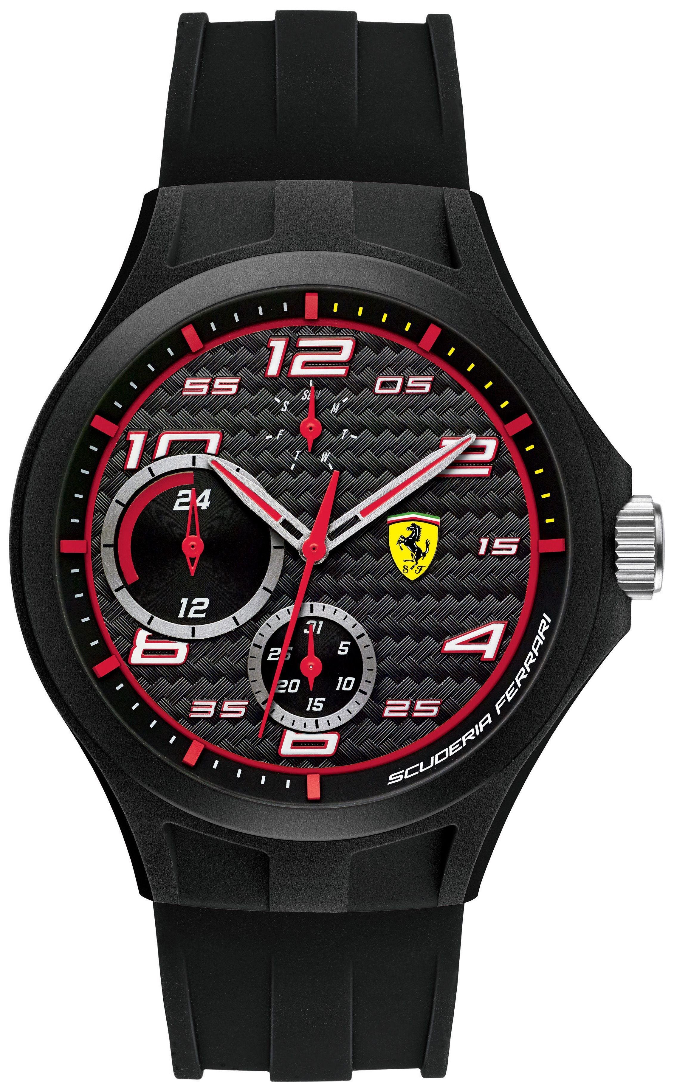 Scuderia Ferrari Lap Time Multi Func Black Dial Strap Watch