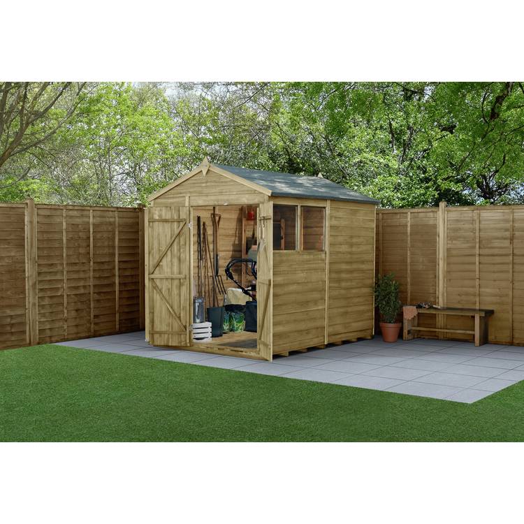 Forest Wooden Overlap Double Door Apex Shed 8 x 6ft 0