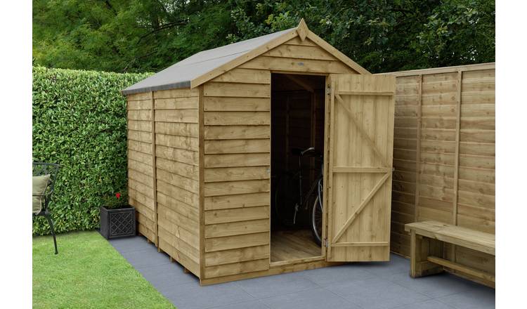 buy forest wooden 8 x 6ft overlap windowless apex shed