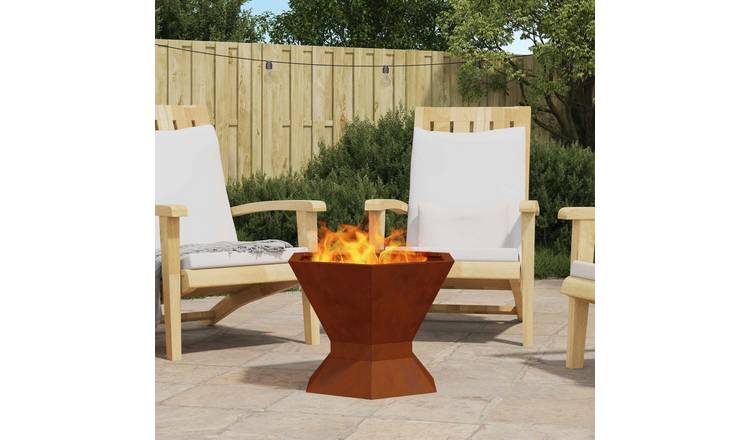 Walplus Steel Fire Pit Weathering - Brown - 50 x 50 x 40 cm