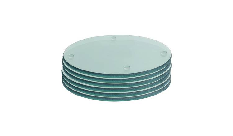 Harbour Housewares Round Glass Coasters - Clear - Pack of 6