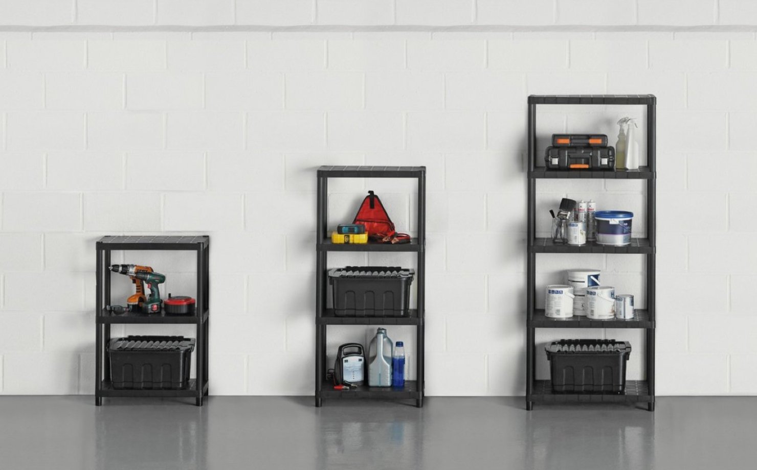 Black garage storage in garage 