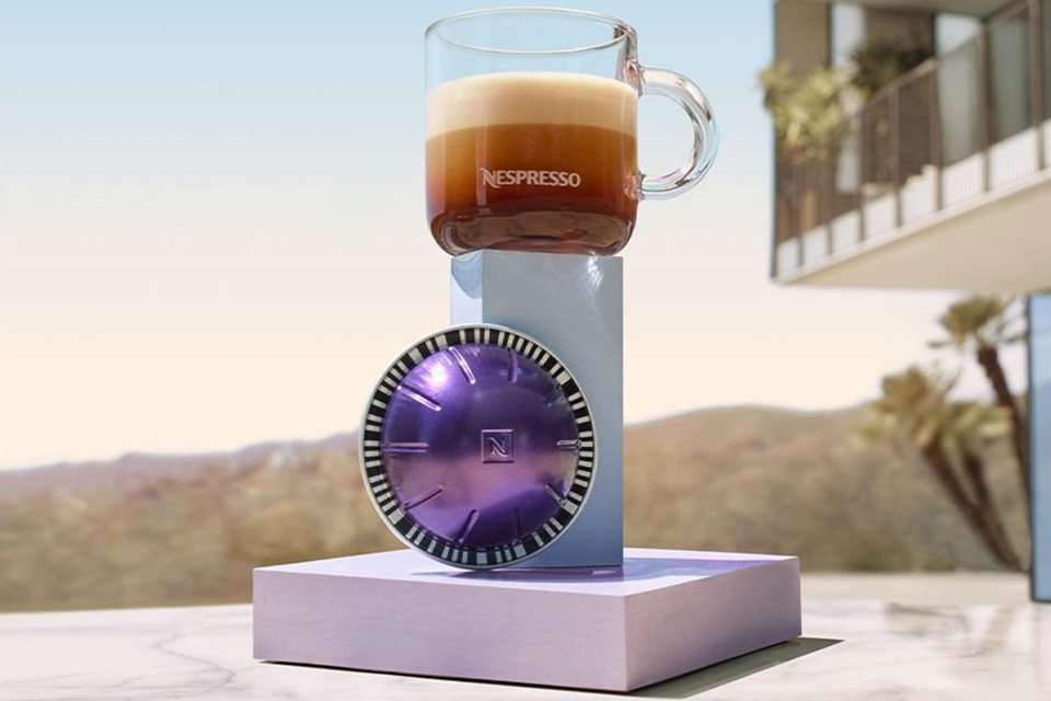 A cup of classic espresso made with Nespresso Vertuo capsule.