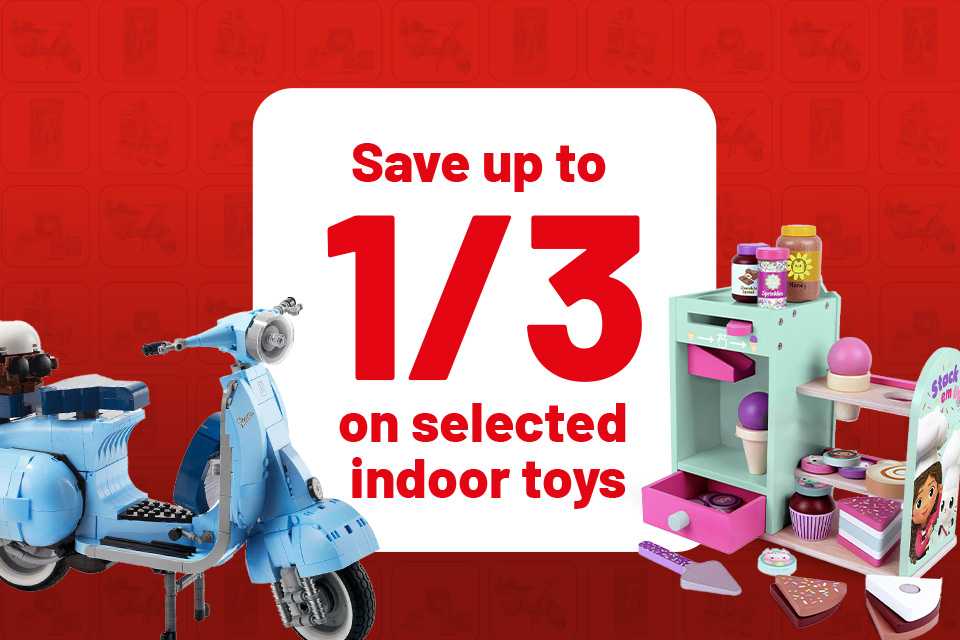 Save up to 1/3 on selected indoor toys. Explore our great toys deals to entertain the kids this half term.