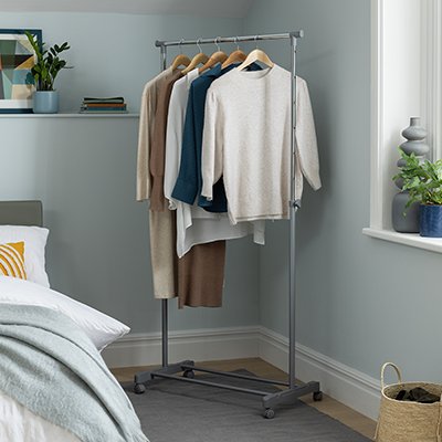 Argos Home Single Clothes Rail - Grey and Chrome.