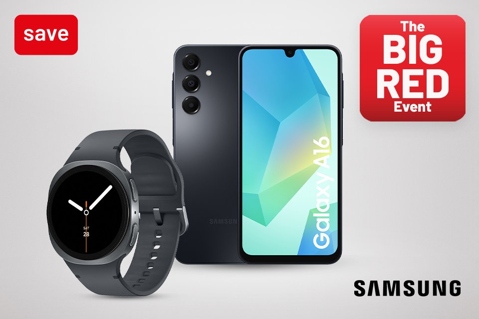The Big Red Event. Save on selected Galaxy devices using code RED20 at checkout.