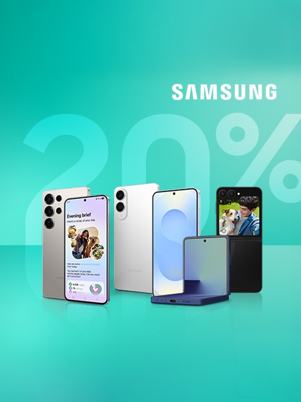 Use code SAVE20 and get 20% off selected Galaxy phones. More tech, less spend.