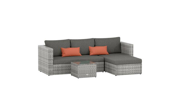 Outsunny Rattan Garden Corner Sofa Set - Grey