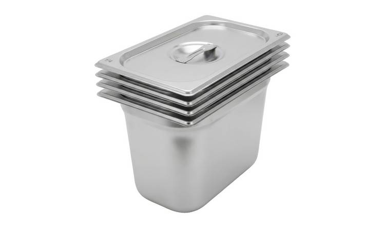 Argon Tableware Gastronorm Containers with Lid 1/4 - 5.25L - Set of 4
