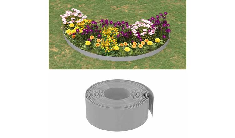 Walplus Pack of 5 Polyethylene Garden Edgings - Grey - 1000 x 20 cm