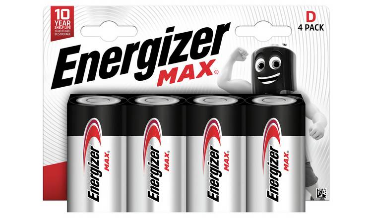 Energizer Max Alkaline D Batteries - Pack of 4