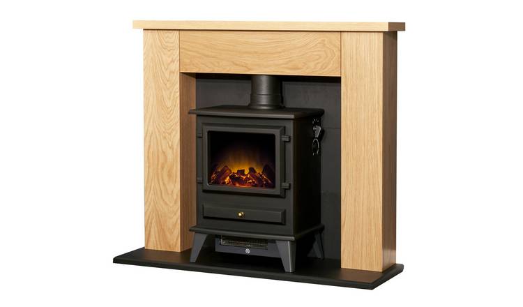Buy Adam Electric Freestanding Stove Suite - Oak u0026 Black | Electric fires |  Argos