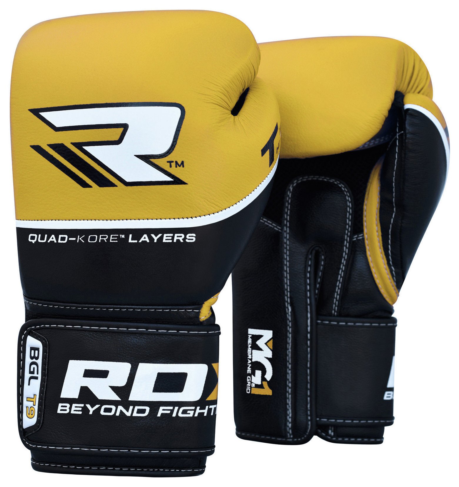 RDX Quad Kore 12oz Boxing Gloves - Yellow