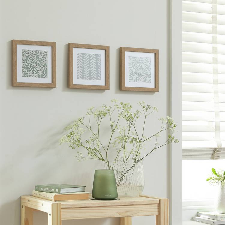 Habitat 3 Pack Oak Effect Wooden Picture Frames - 4x4" 0