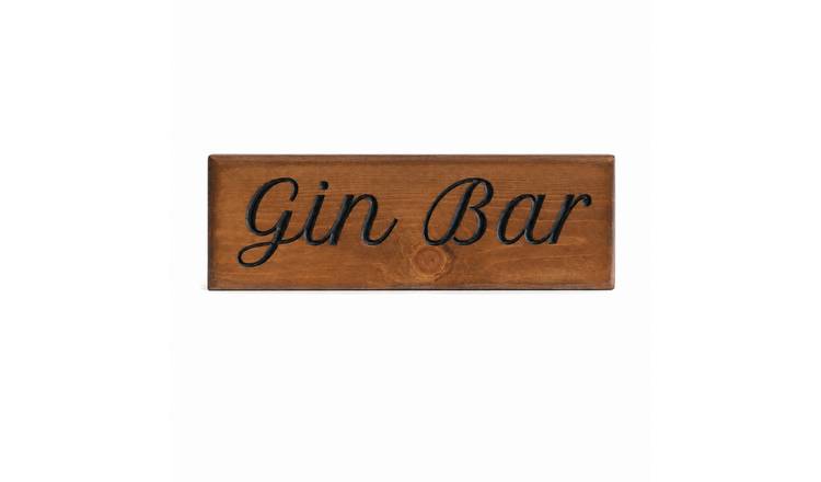 Peak Heritage Engraved Wooden Sign - L30cm - Gin Bar