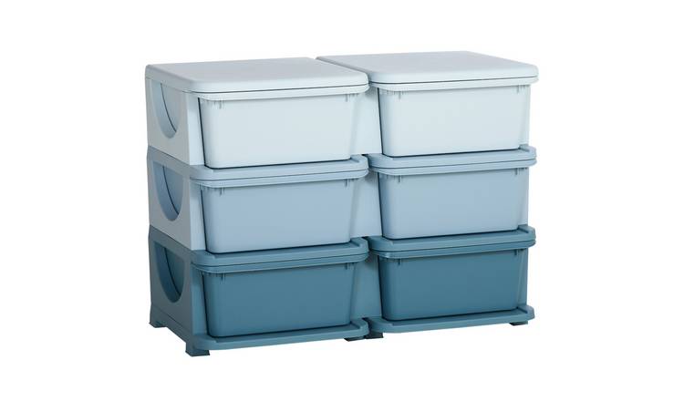 HOMCOM 6 Drawers Plastic Kids Storage Units Drawers Kids Storage - Blue