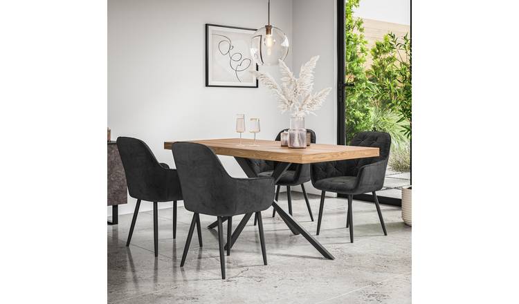 Furniture Online Donni Anika Oak Effect Dining Table & 4 Black Chairs