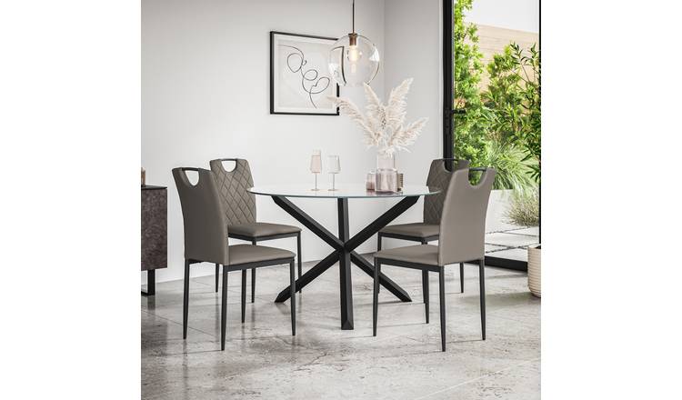 Furniture Online Malvern Monza Glass Top Dining Table & 4 Grey Chairs