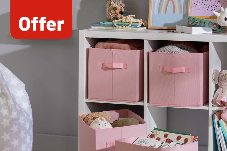 Buy any squares storage unit and get a storage box half price.