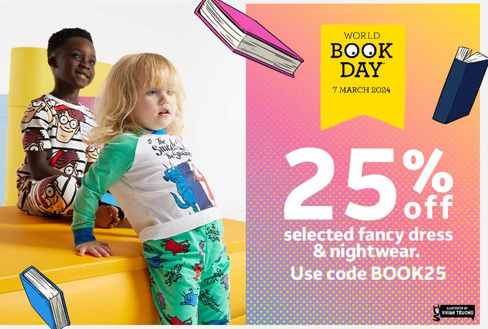 Save 25% on selected fancy dress and nightwear. Use code BOOK25. T&Cs apply.