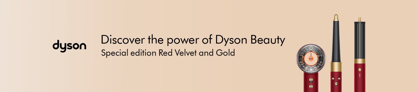 Dyson. Discover the power of Dyson beauty. Special edition Red Velvet and Gold.