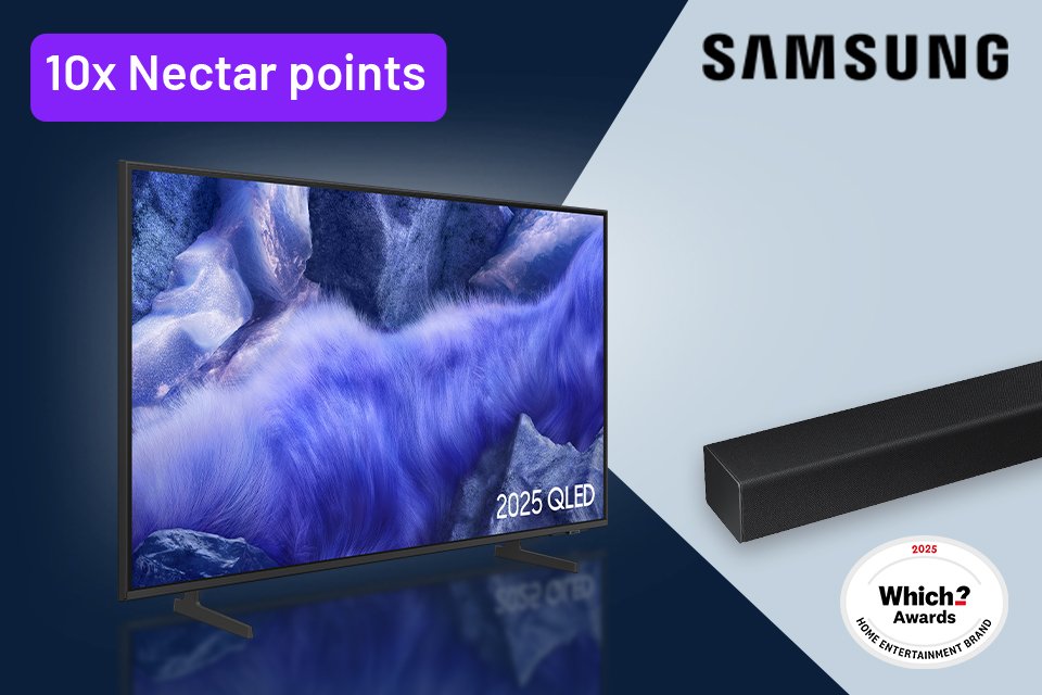 Get 10x Nectar points across all Samsung TVs and soundbars. Offer ends 3 March 2026.
