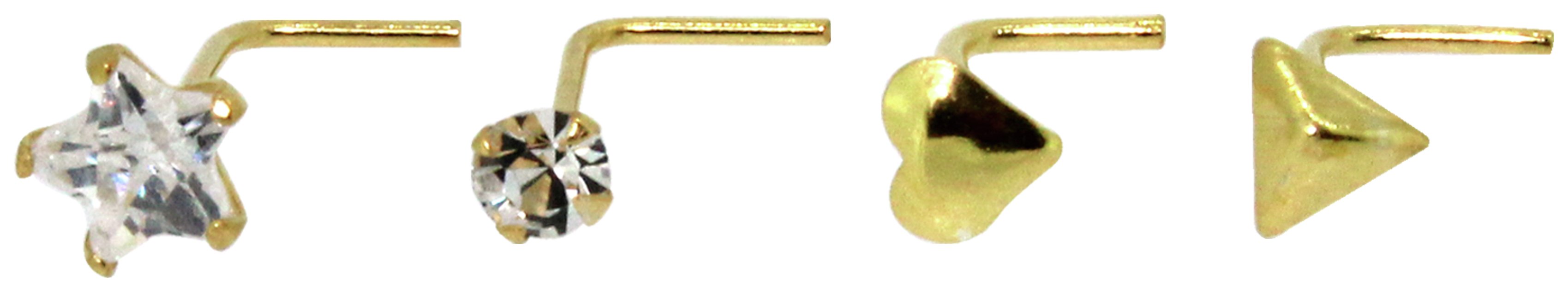 Link Up 9ct Gold Crystal Set Nose Studs - Set of 4