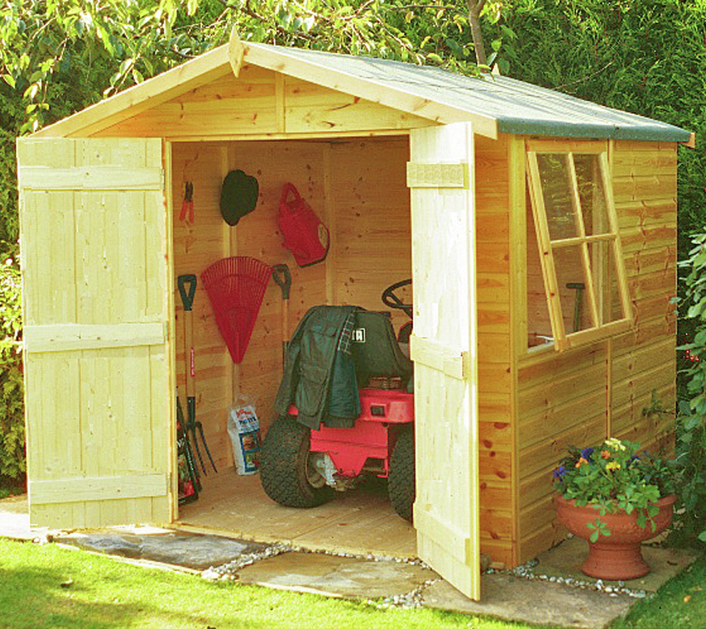 Homewood Alderney Shiplap Wooden Double Door Shed - 7 x 7ft