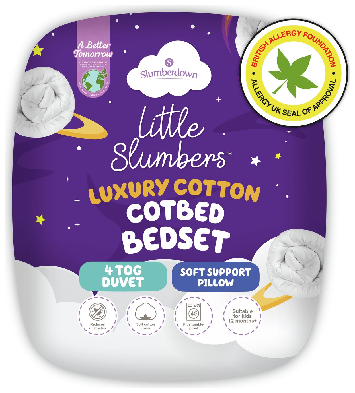 Slumberdown Soft Touch Anti Allergy 4 Tog Kids Duvet-Toddler